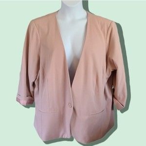EUC ❄️  Kensie Cardinia Collarless Blazer, Pale Pink, 3X